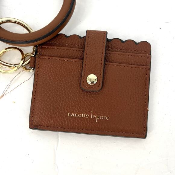 Nanette Lepore Handbags - Nanette Lepore Brown Card Holder Wallet Bangle Wristlet Tassel Vegan Leather NWT